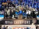 2025NBAファイナルサンダー優勝トロフィー贈呈