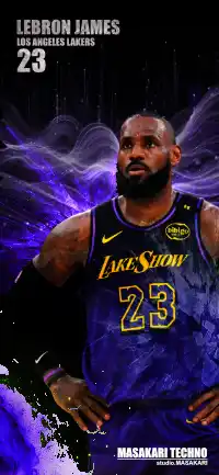 LeBron James standing confidently in Lakers uniform – Full HD NBA wallpaper